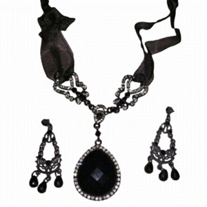 Vintagr Y2k Statement Necklace & Chandelier Earings Black Jewelry set